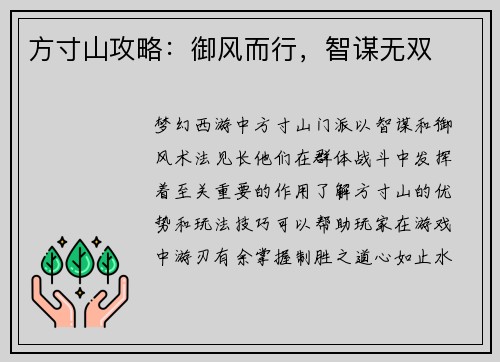 方寸山攻略：御风而行，智谋无双